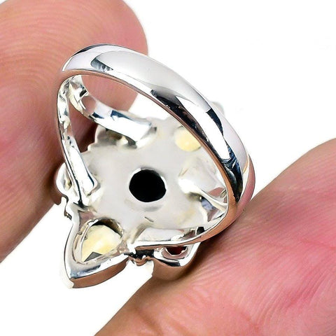 Citrine, Onyx Gemstone Handmade 925 Solid Sterling Silver Jewelry Ring SJ-1524 - Silverhubjewels