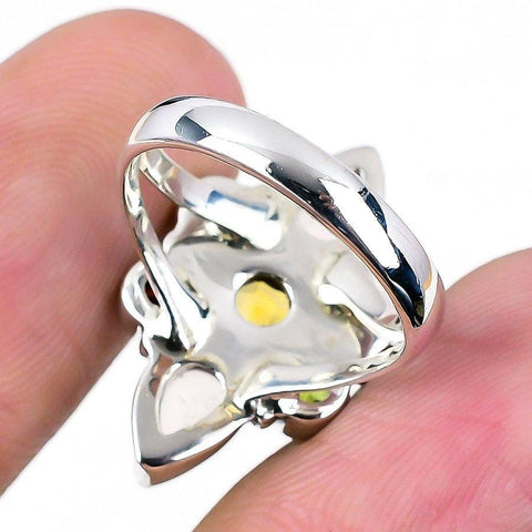 Rose Quartz, Citrine Gemstone 925 Solid Sterling Silver Jewelry Ring  SJ 1526 - Silverhubjewels
