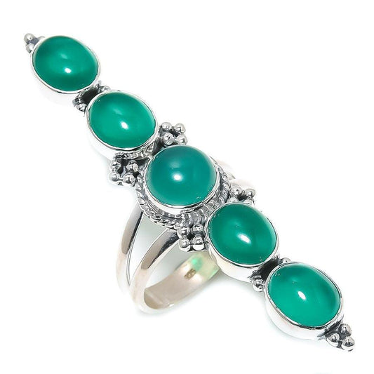 Green Onyx Gemstone Handmade 925 Solid Sterling Silver Jewelry Ring  SJ-1543 - Silverhubjewels
