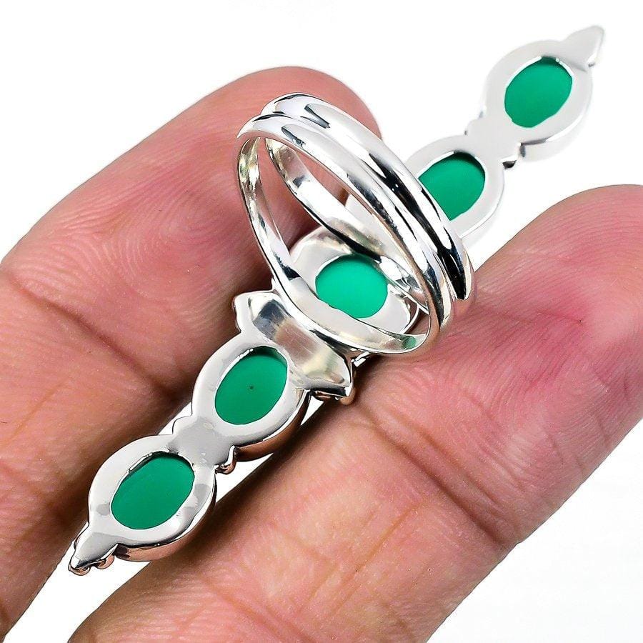 Green Onyx Gemstone Handmade 925 Solid Sterling Silver Jewelry Ring  SJ-1543 - Silverhubjewels