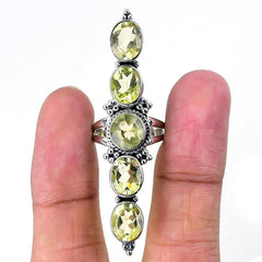 Lemon Quartz Gemstone Handmade 925 Solid Sterling Silver Designer Jewelry Rings (All Size Available) SJ-1547 - Silverhubjewels