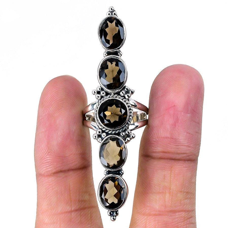 Smoky Topaz Gemstone Handmade 925 Solid Sterling Silver Jewelry Ring  SJ 1548 - Silverhubjewels