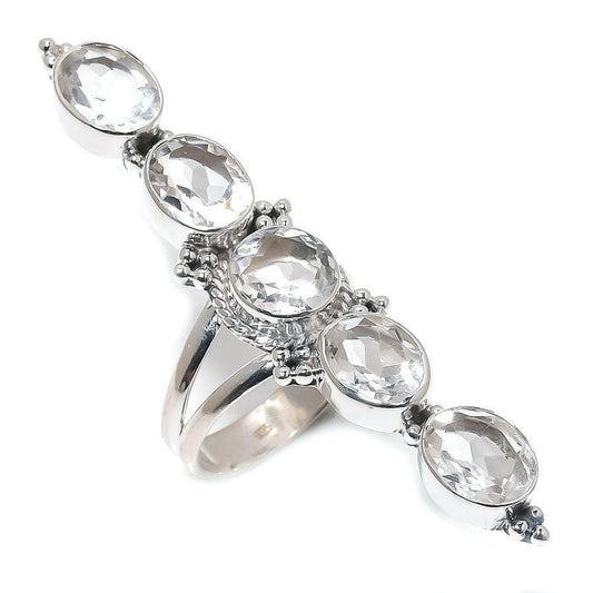 White Topaz Gemstone Handmade 925 Solid Sterling Silver Jewelry Ring  SJ 1550 - Silverhubjewels