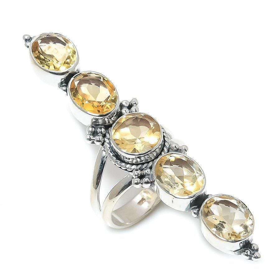 Citrine Gemstone Handmade 925 Solid Sterling Silver Jewelry Ring  SJ-1551 - Silverhubjewels