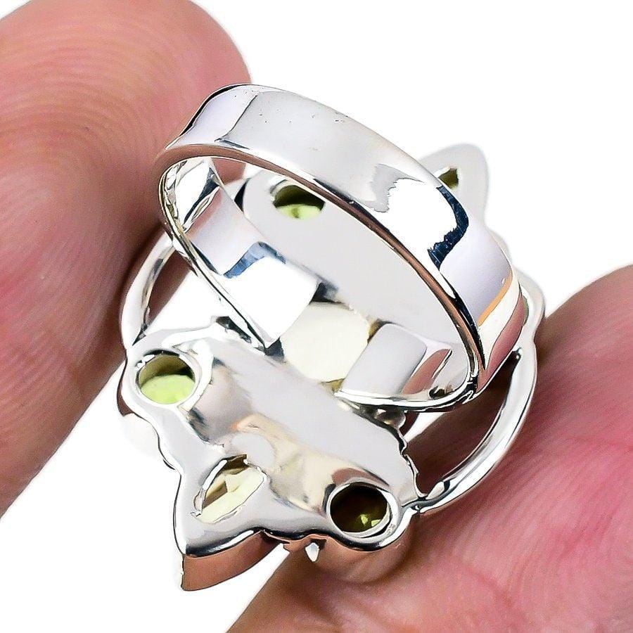 Citrine, Peridot Gemstone Handmade 925 Solid Sterling Silver Jewelry Ring  SJ-1556 - Silverhubjewels