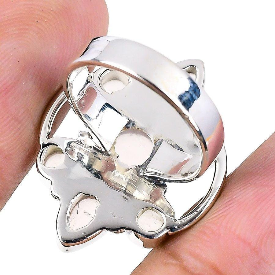 Rose Quartz Gemstone Handmade 925 Solid Sterling Silver Jewelry Ring  SJ 1558 - Silverhubjewels