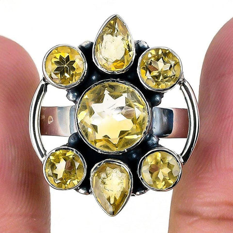 Citrine Gemstone Handmade 925 Solid Sterling Silver Jewelry Ring  SJ-1559 - Silverhubjewels