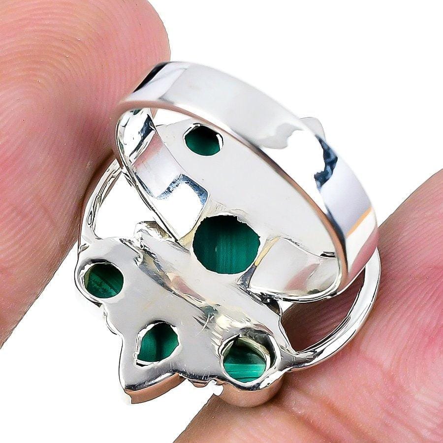 Malachite Gemstone Handmade 925 Solid Sterling Silver Jewelry Ring  SJ-1562 - Silverhubjewels