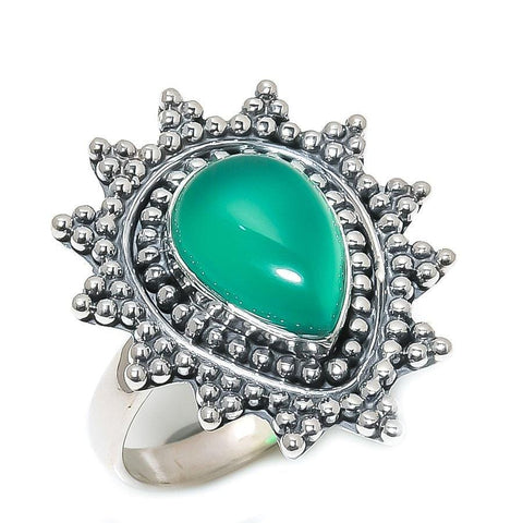 Green Onyx Gemstone Handmade 925 Solid Sterling Silver Jewelry Ring  SJ-1568 - Silverhubjewels