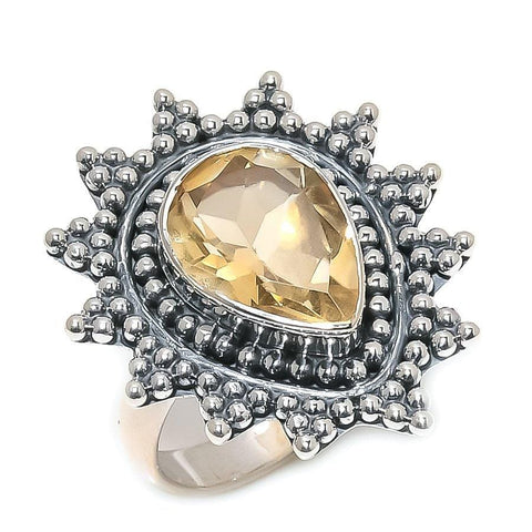 Citrine Gemstone Handmade 925 Solid Sterling Silver Jewelry Ring  SJ-1574 - Silverhubjewels