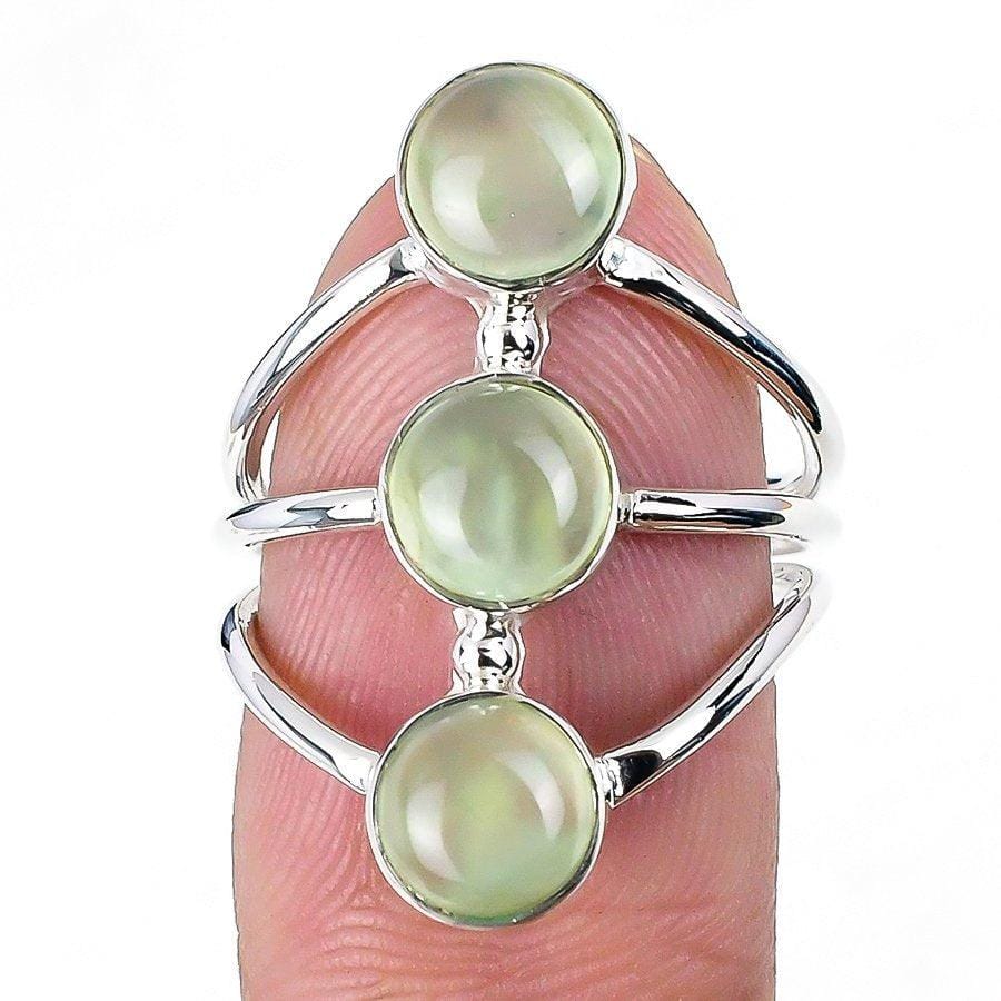 Prehnite Gemstone Handmade 925 Solid Sterling Silver Jewelry Ring  SJ 1581 - Silverhubjewels
