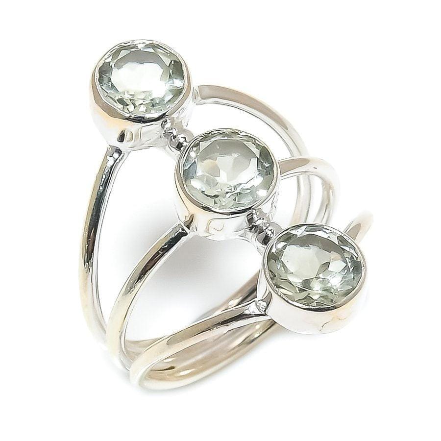 Green Amethyst Gemstone Handmade 925 Solid Sterling Silver Jewelry Ring  SJ-1582 - Silverhubjewels