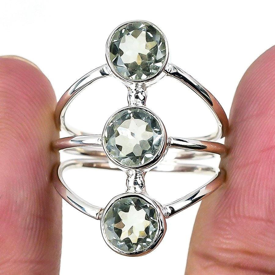 Green Amethyst Gemstone Handmade 925 Solid Sterling Silver Jewelry Ring  SJ-1582 - Silverhubjewels