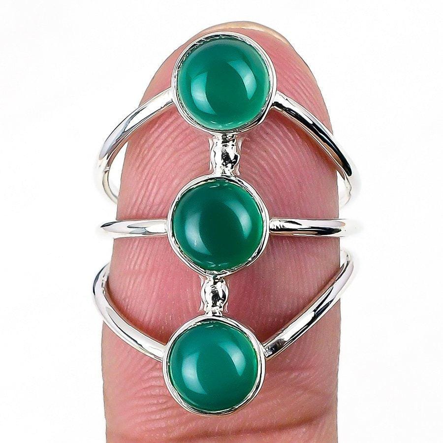 Green Onyx Gemstone Handmade 925 Solid Sterling Silver Jewelry Ring  SJ-1583 - Silverhubjewels