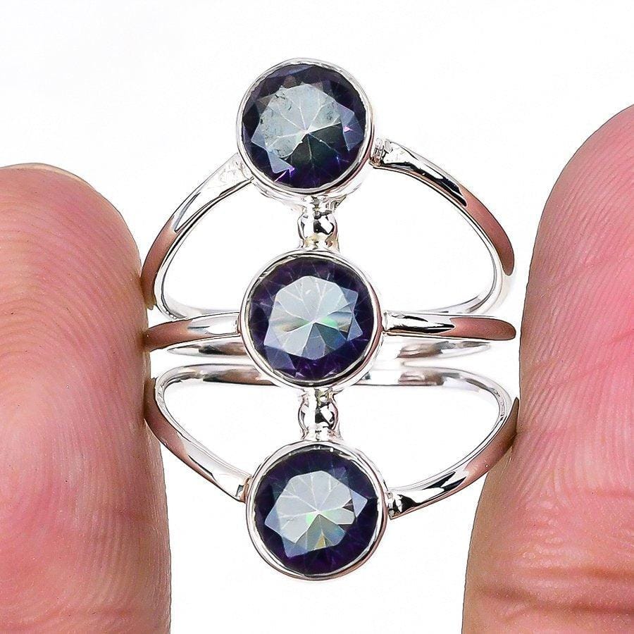 Mystic Rainbow Topaz Gemstone 925 Solid Sterling Silver Jewelry Ring  SJ-1588 - Silverhubjewels
