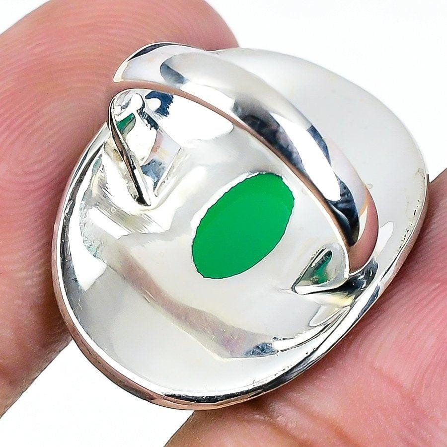 Green Onyx Gemstone Handmade 925 Solid Sterling Silver Jewelry Ring  SJ-1589 - Silverhubjewels
