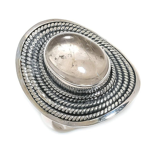 Golden Rutile Gemstone Handmade 925 Solid Sterling Silver Jewelry Ring  SJ-1595 - Silverhubjewels