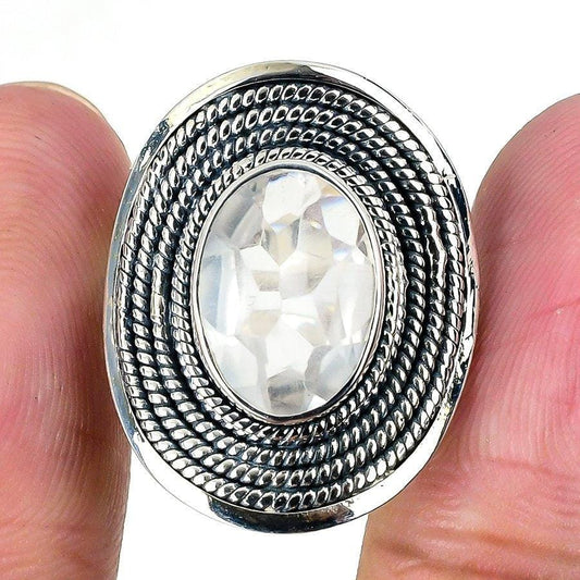 White Topaz Gemstone Handmade 925 Solid Sterling Silver Jewelry Ring  SJ 1598 - Silverhubjewels