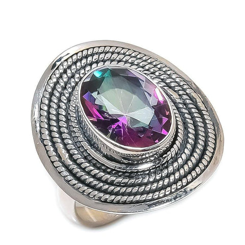 Mystic Rainbow Topaz Gemstone 925 Solid Sterling Silver Jewelry Ring  SJ-1599 - Silverhubjewels