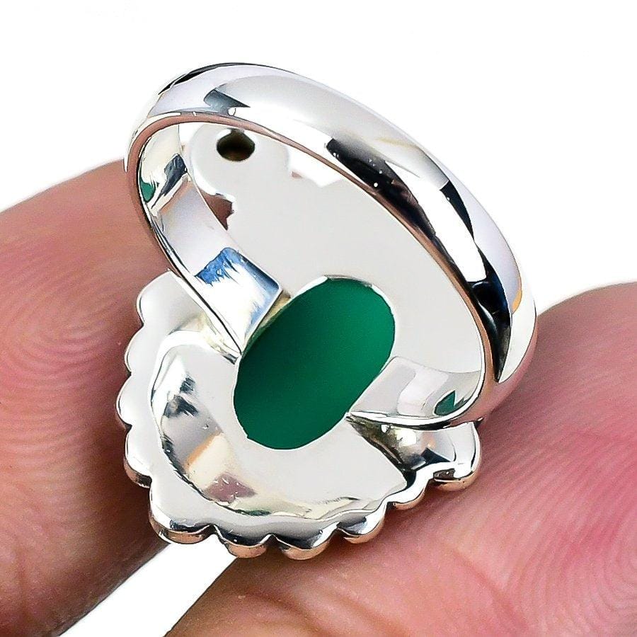 Green Onyx, Peridot Gemstone 925 Solid Sterling Silver Jewelry Ring  SJ-1604 - Silverhubjewels