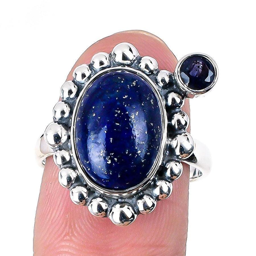 Lapis Lazuli, Iolite Gemstone 925 Solid Sterling Silver Jewelry Ring  SJ-1605 - Silverhubjewels