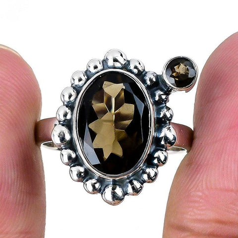 Smoky Topaz Gemstone Handmade 925 Solid Sterling Silver Jewelry Ring  SJ 1609 - Silverhubjewels