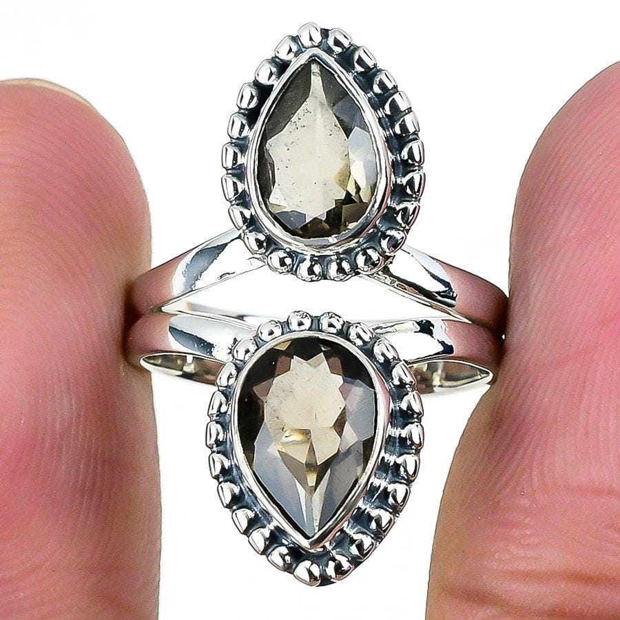 Smoky Topaz Gemstone Handmade 925 Solid Sterling Silver Jewelry Ring  SJ 1613 - Silverhubjewels