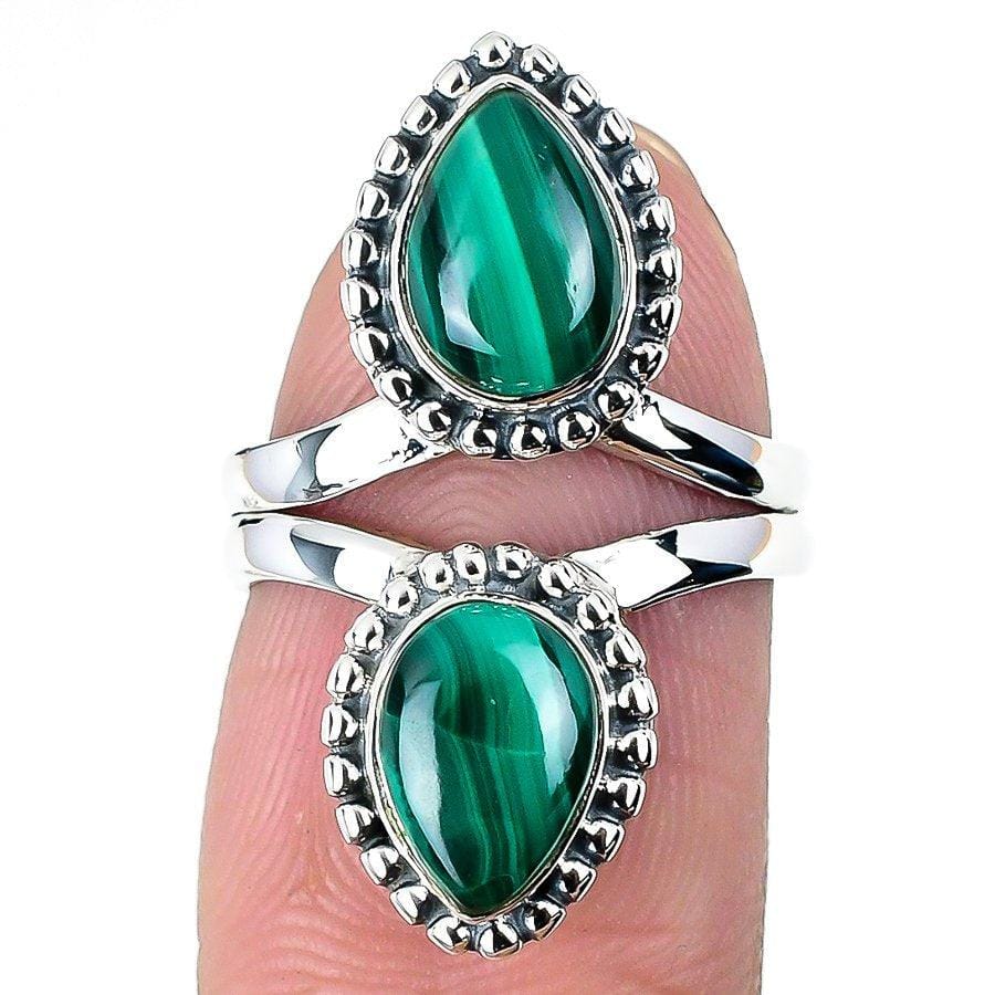 Malachite Gemstone Handmade 925 Solid Sterling Silver Jewelry Ring  SJ-1617 - Silverhubjewels