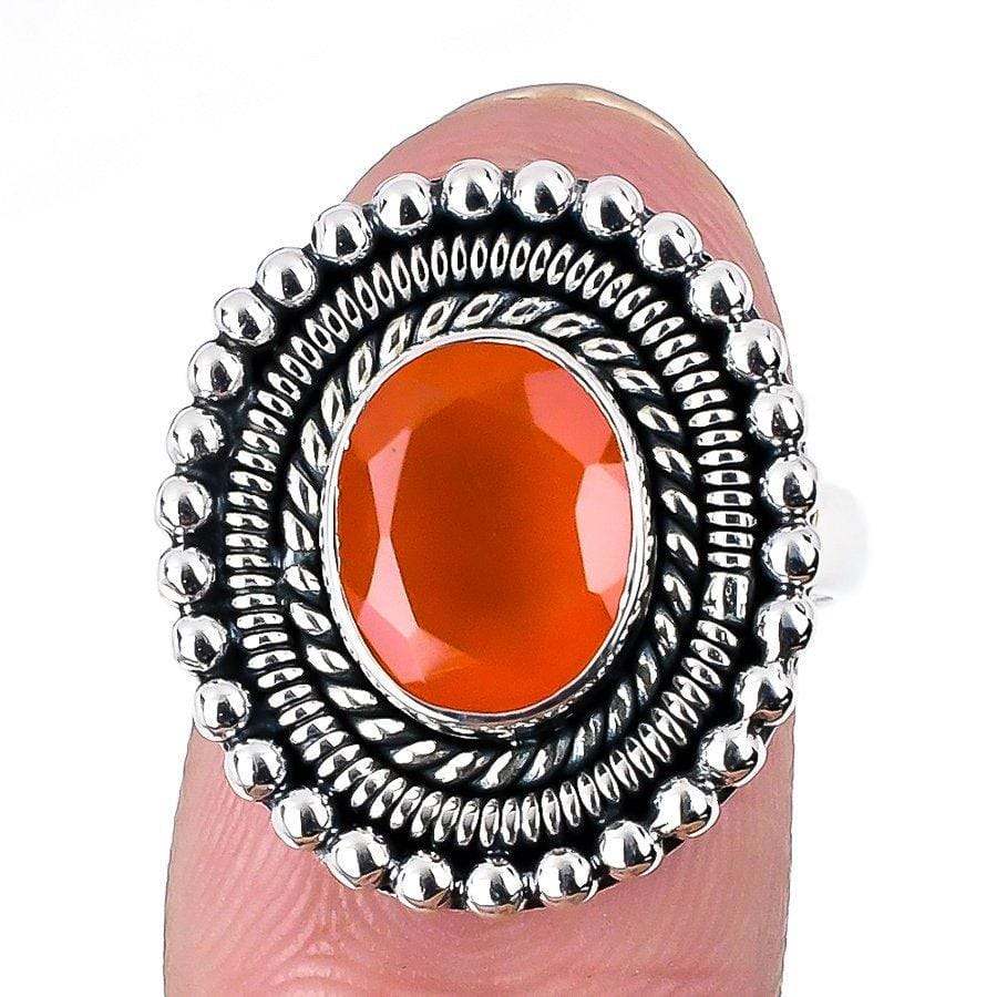 Orange Carnelian Gemstone Handmade 925 Solid Sterling Silver Jewelry Ring  SJ 1638 - Silverhubjewels