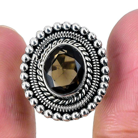 Smoky Topaz Gemstone Handmade 925 Solid Sterling Silver Jewelry Ring  SJ 1644 - Silverhubjewels