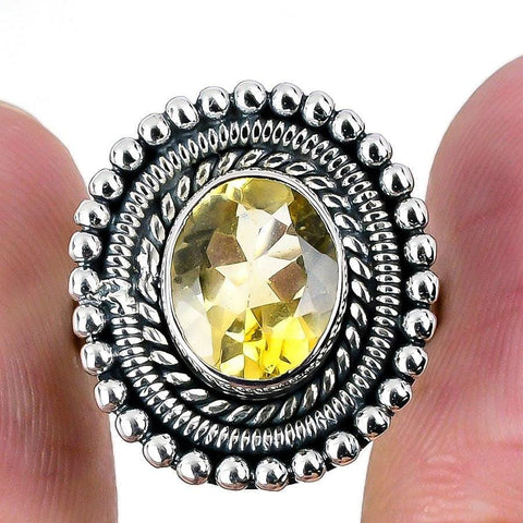 Citrine Gemstone Handmade 925 Solid Sterling Silver Jewelry Ring  SJ-1647 - Silverhubjewels