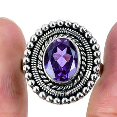 Amethyst Gemstone Handmade 925 Solid Sterling Silver Jewelry Ring SJ-1648 - Silverhubjewels