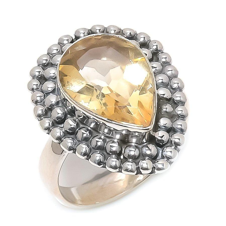 Citrine Gemstone Handmade 925 Solid Sterling Silver Jewelry Ring  SJ-1651 - Silverhubjewels
