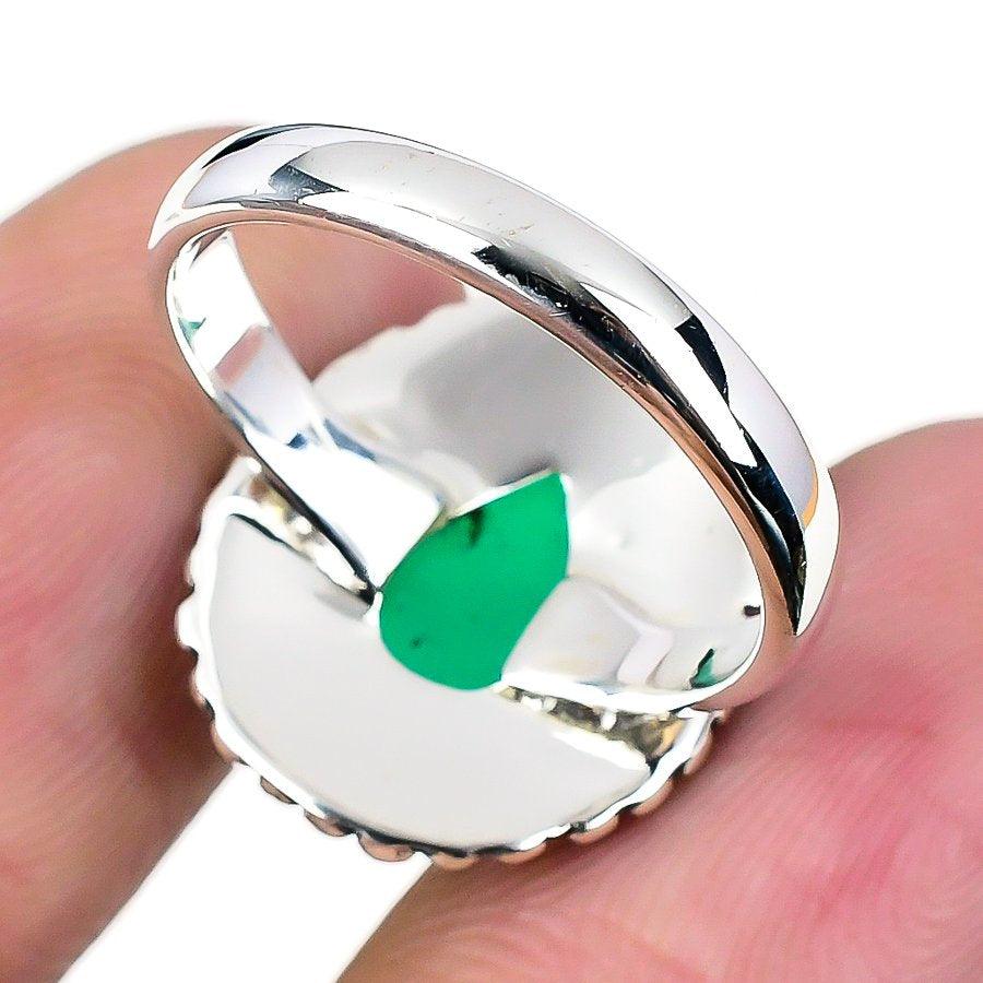 Green Onyx Gemstone Handmade 925 Solid Sterling Silver Jewelry Ring  SJ-1657 - Silverhubjewels