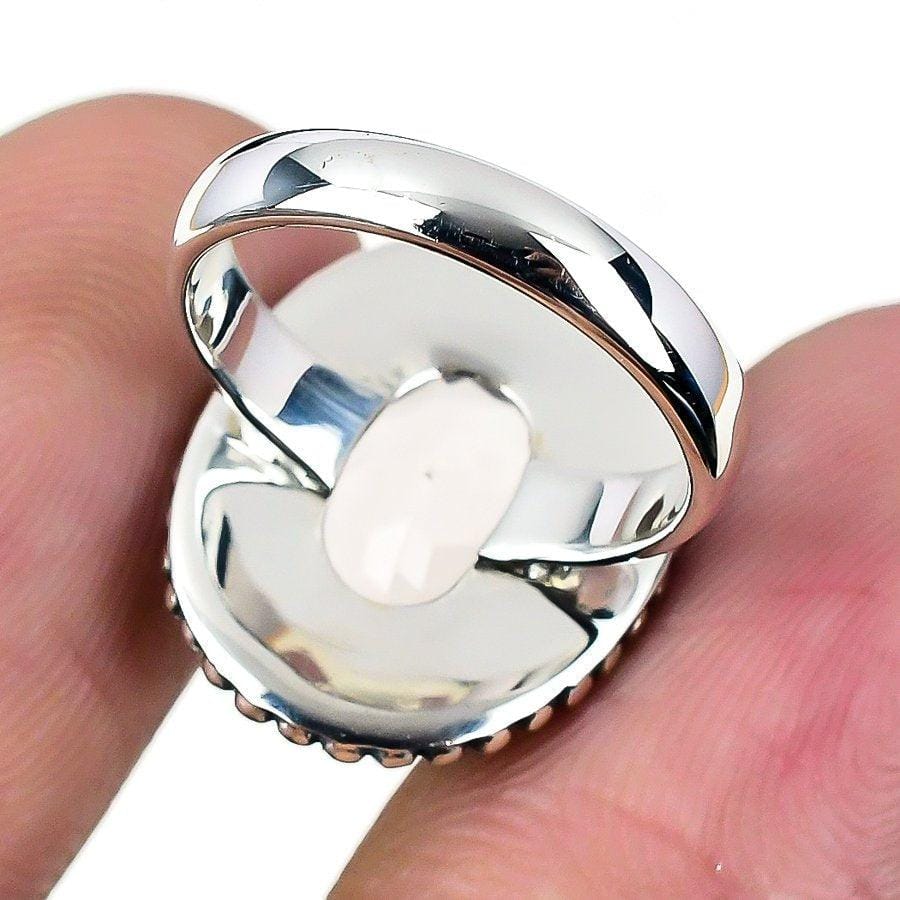 Rose Quartz Gemstone Handmade 925 Solid Sterling Silver Jewelry Ring  SJ 1673 - Silverhubjewels