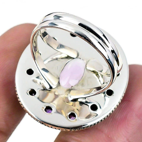 Amethyst & Pink Amethyst Gemstone 925 Solid Sterling Silver Jewelry Rings All Size