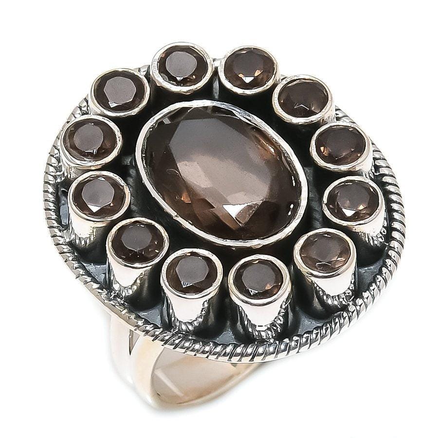 Smoky Topaz Gemstone Handmade 925 Solid Sterling Silver Jewelry Ring  SJ 1677 - Silverhubjewels