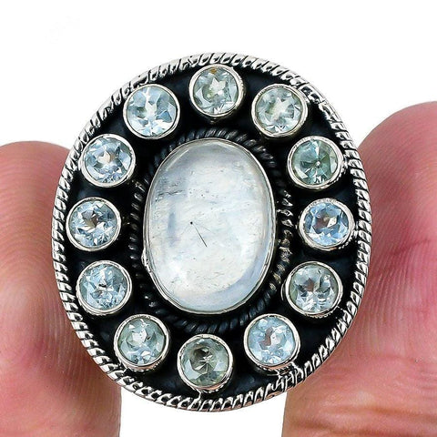 Aquamarine, Blue Topaz Gemstone 925 Solid Sterling Silver Jewelry Ring