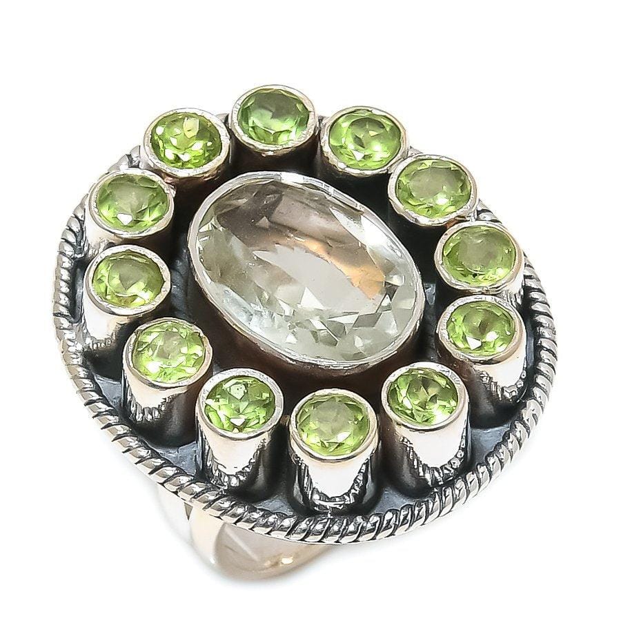 Peridot & Green Amethyst Gemstone Handmade 925 Solid Sterling Silver Jewelry Rings (All Size Available)  SJ-1680 - Silverhubjewels