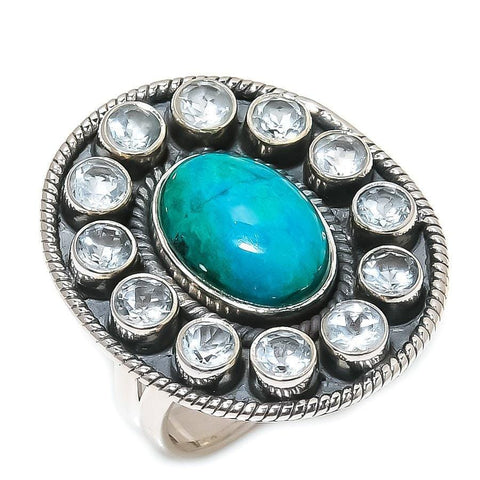 Azurite Malachite Gemstone 925 Sterling Silver Jewelry Ring