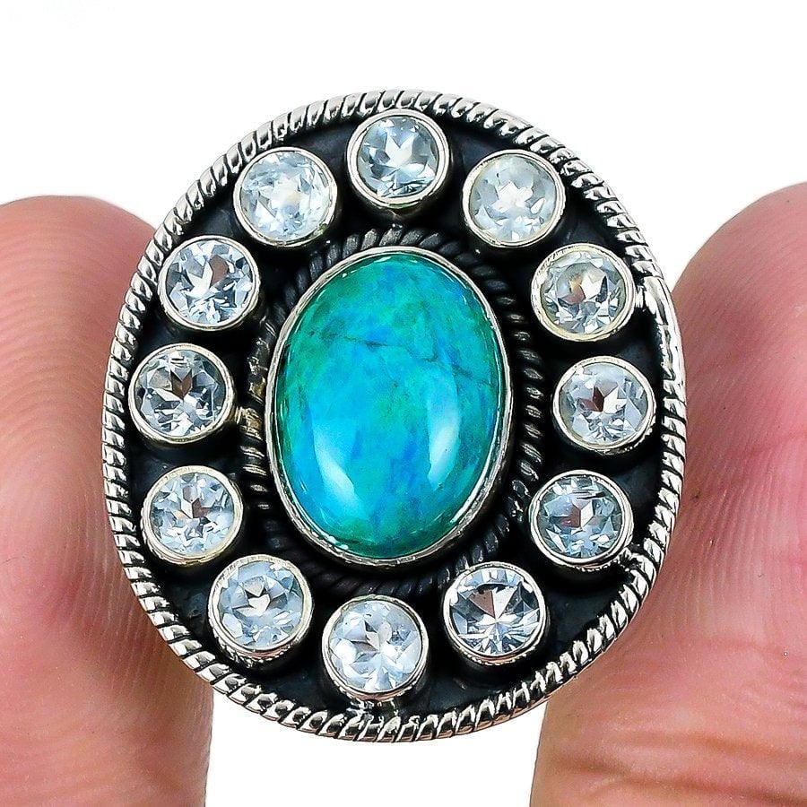 Blue Topaz Gemstone 925 Sterling Silver Jewelry Ring