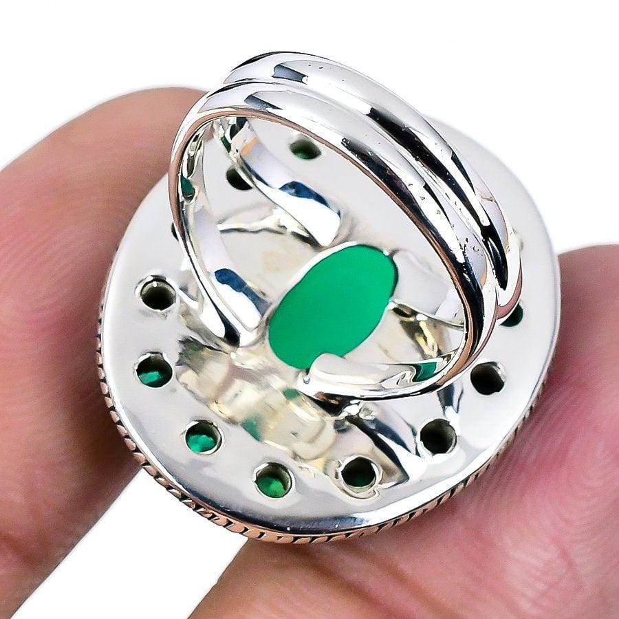 Green Onyx Gemstone Handmade 925 Solid Sterling Silver Jewelry Ring  SJ-1684 - Silverhubjewels