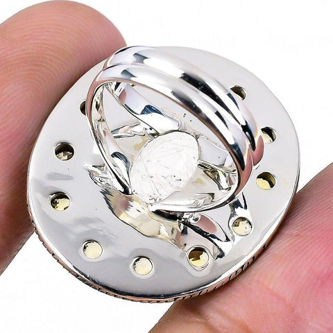 Golden Rutile, Citrine Gemstone 925 Solid Sterling Silver Jewelry Ring  SJ-1686 - Silverhubjewels