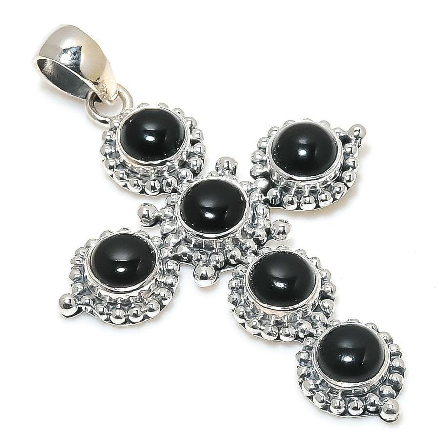 Black Onyx Gemstone Handmade 925 Solid Sterling Silver Jewelry Pendant
