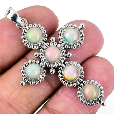 Ethiopian Opal Gemstone Handmade 925 Solid Sterling Silver Jewelry Pendant 2.09 SJ-1702 - Silverhubjewels