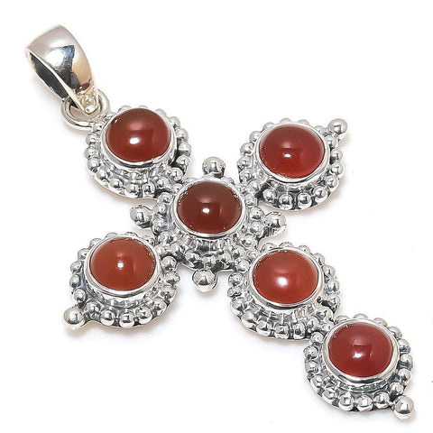 Red Onyx Gemstone Handmade 925 Solid Sterling Silver Jewelry Pendant 2.09 SJ-1703 - Silverhubjewels