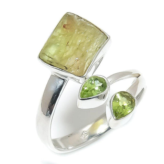 Green Kyanite, Peridot Gemstone 925 Solid Sterling Silver Jewelry Ring  SJ-1726 - Silverhubjewels
