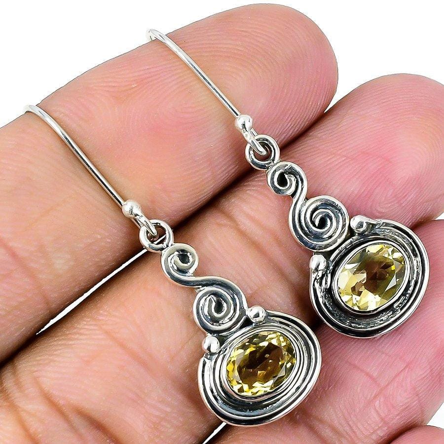 Citrine Gemstone Handmade 925 Solid Sterling Silver Jewelry Earring 1.69  SJ-1744 - Silverhubjewels