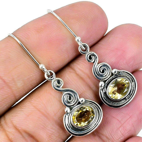 Citrine Gemstone Handmade 925 Solid Sterling Silver Jewelry Earring 1.69  SJ-1744 - Silverhubjewels