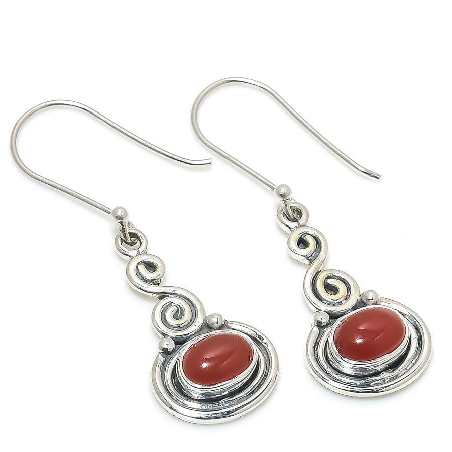 Red Onyx Gemstone Handmade 925 Solid Sterling Silver Jewelry Earring 1.69  SJ-1746 - Silverhubjewels